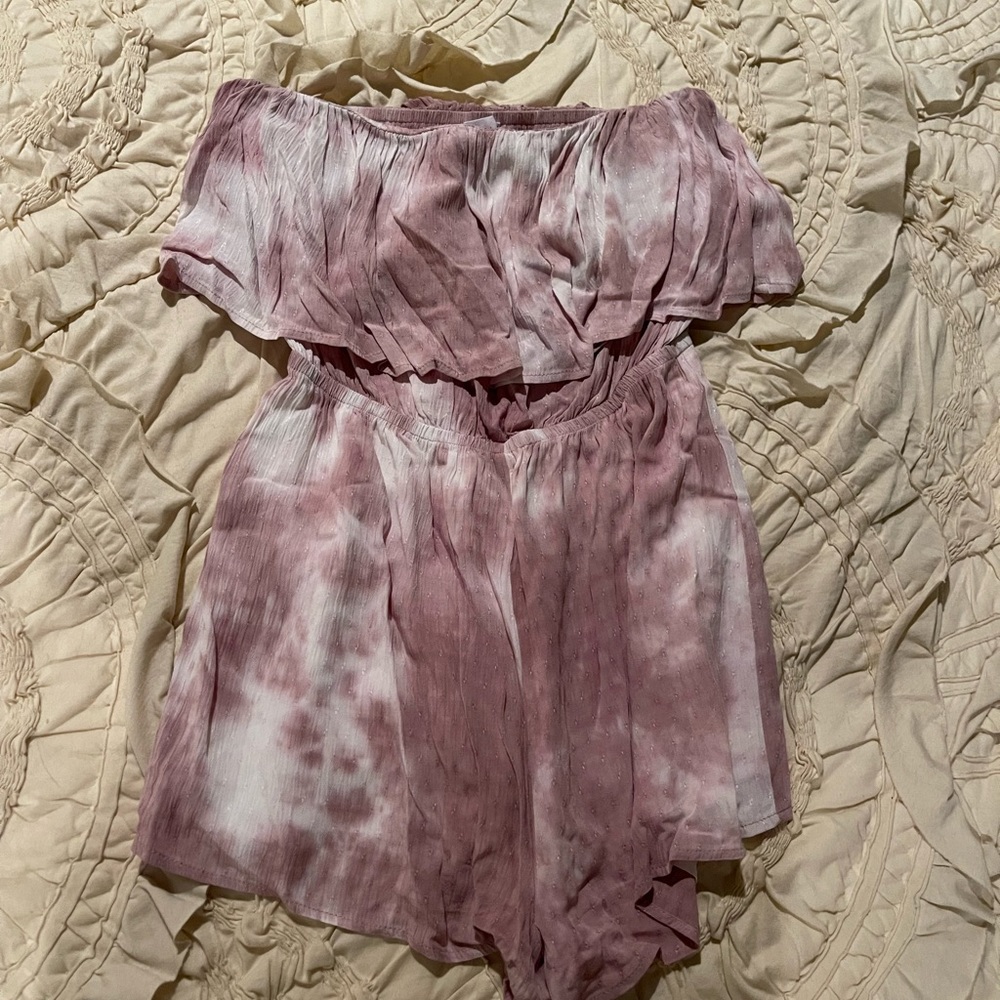 Rose & White Strapless Romper